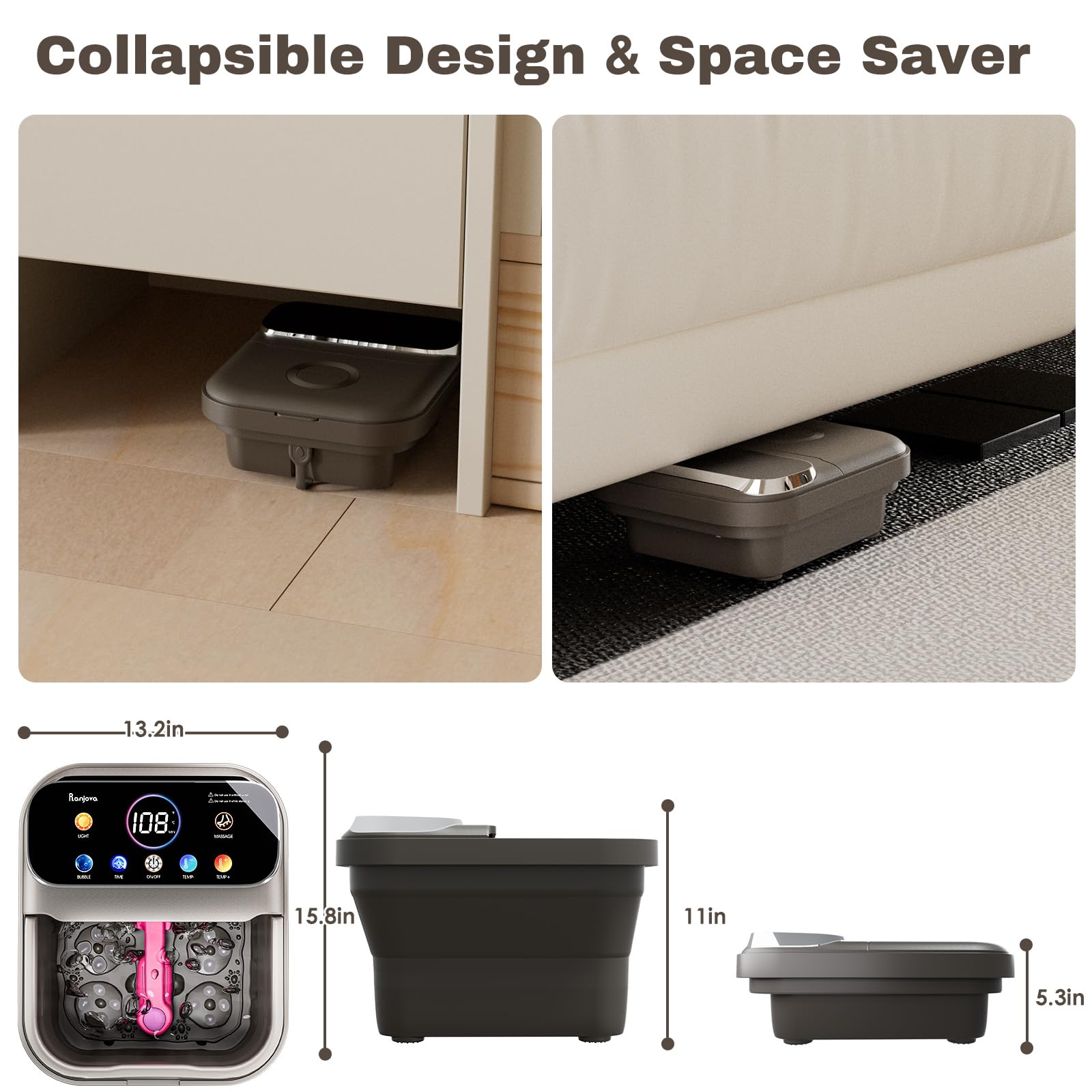 Ranjova foot spa with removable parts simplifies cleaning and hygienic maintenance after use.