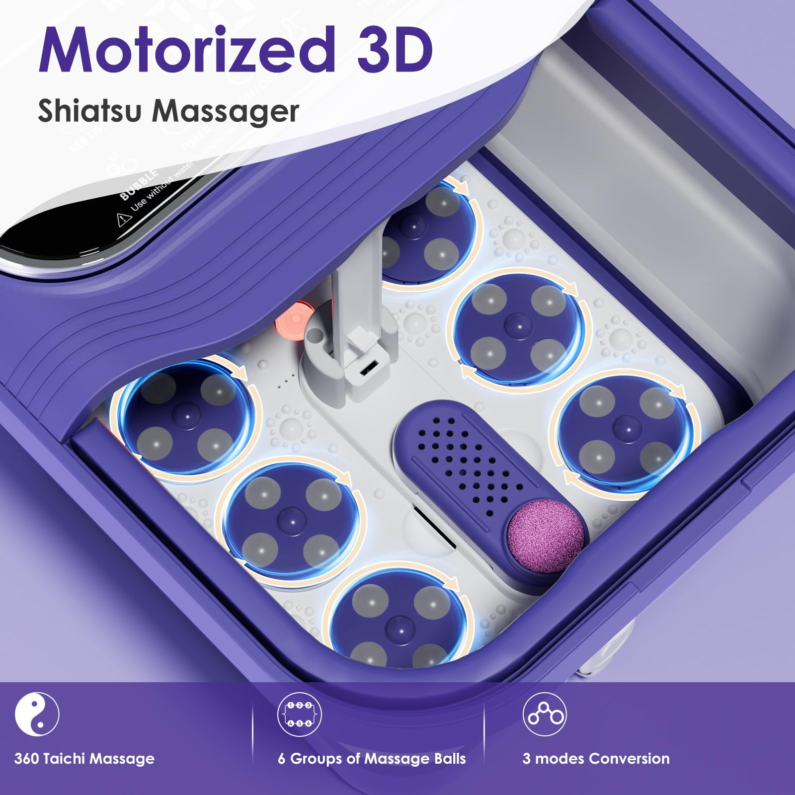 Ranjova foot spa tub shows six groups of 3D massage balls.