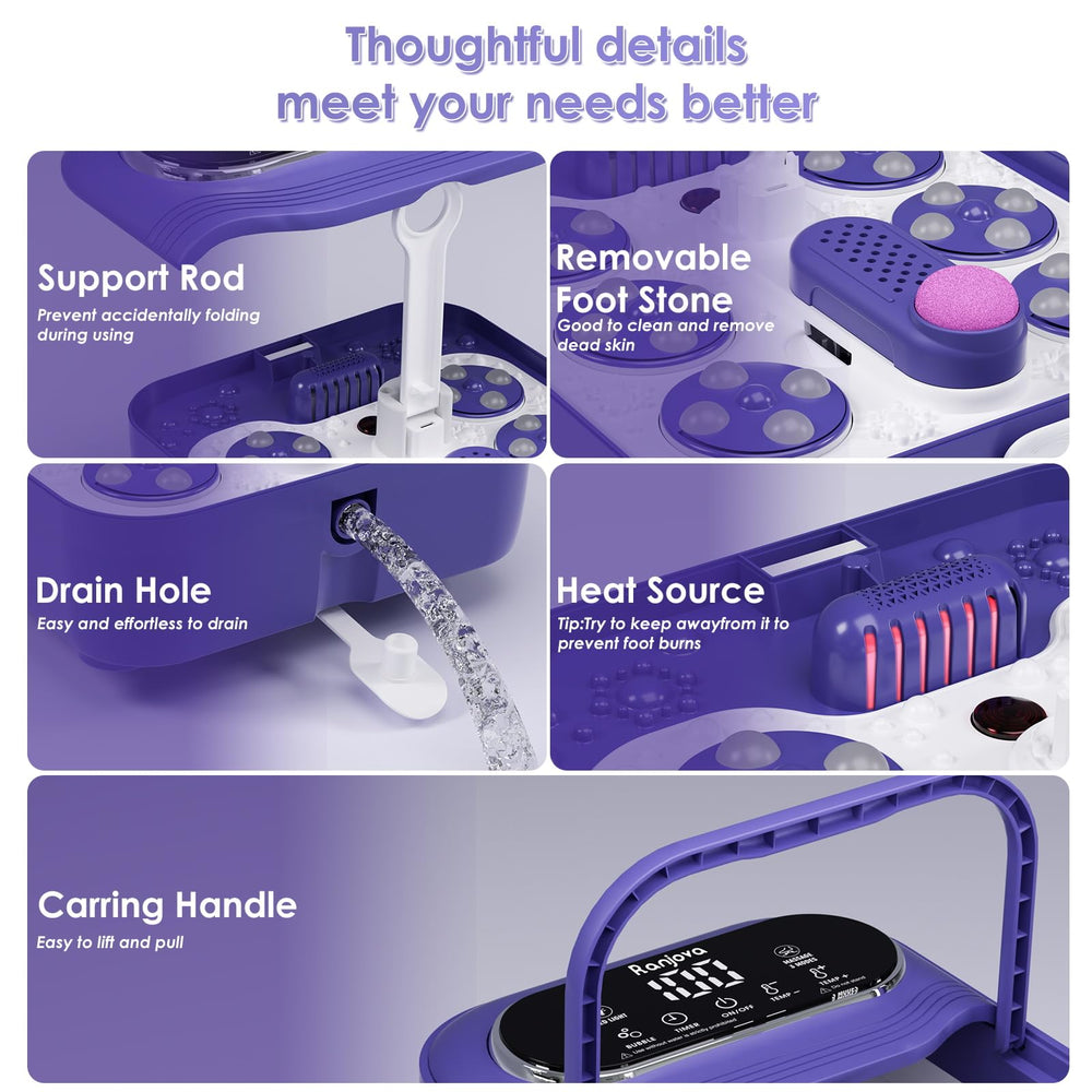 Ranjova bubble jet massage stimulates acupressure points during soaking.