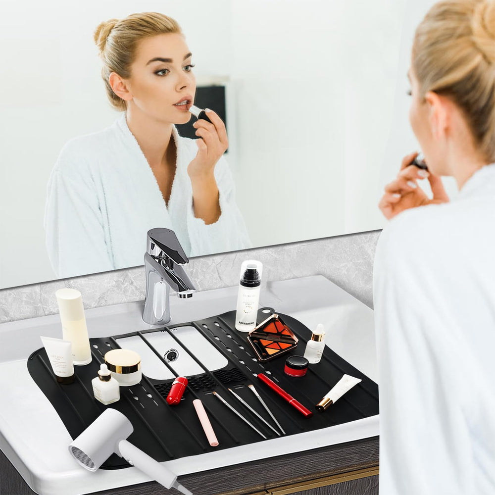 Ranphykx bathroom organizer with cutout faucet access stays clutter-free