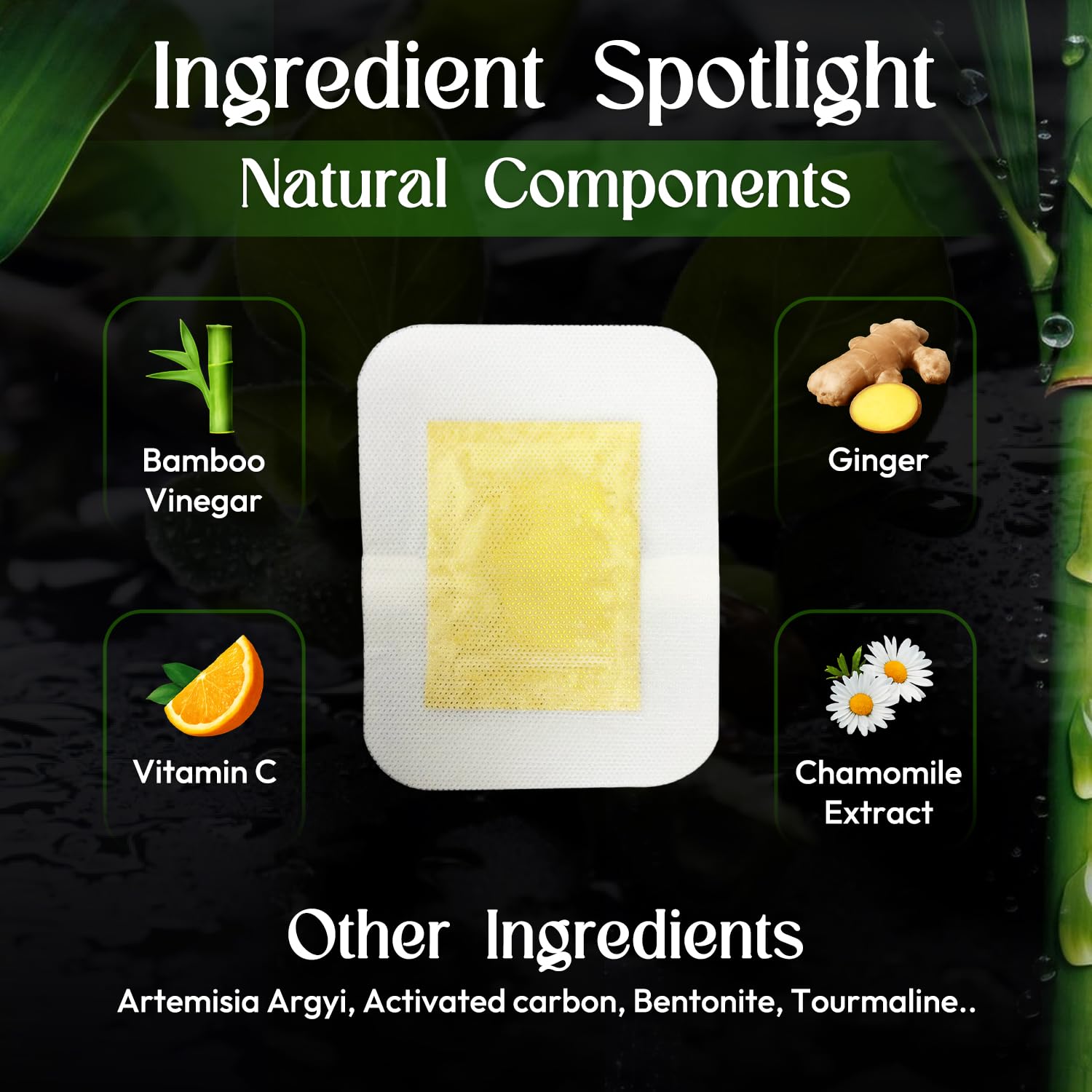 Rantherm foot pads show bamboo-vinegar aroma and ginger notes for soothing rituals.