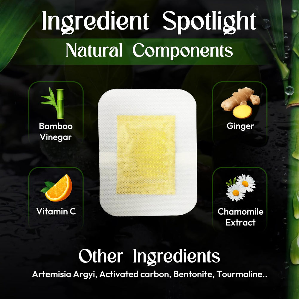 Rantherm foot pads show bamboo-vinegar aroma and ginger notes for soothing rituals.
