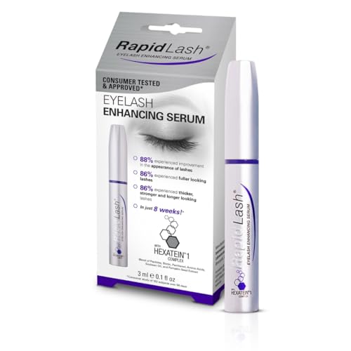 RapidLash serum brush applicator in use for nightly lash application