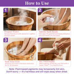 RAQEHO lavender scent close up emphasizes relaxing foot soak experience.