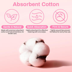 RAQEHO cotton swabs on natural bamboo sticks offering rigid yet flexible control.