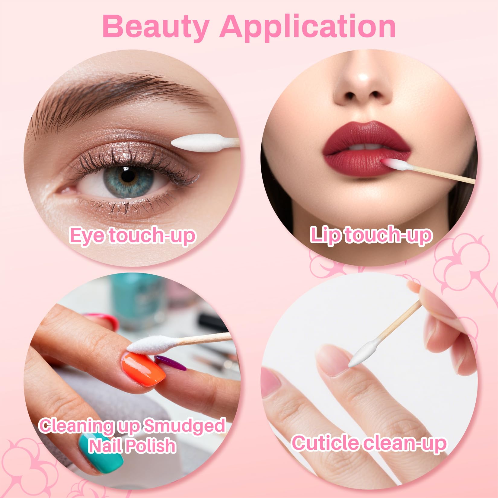 RAQEHO pointed swabs ideal for precise lip color and eyeshadow application.