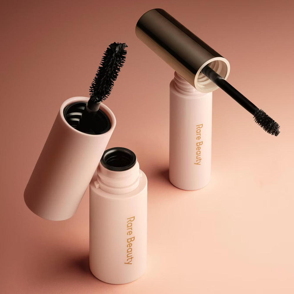 Rare Beauty Lash & Brow Essentials Set close-up lashes demonstrates defined edges and clump-free wear.