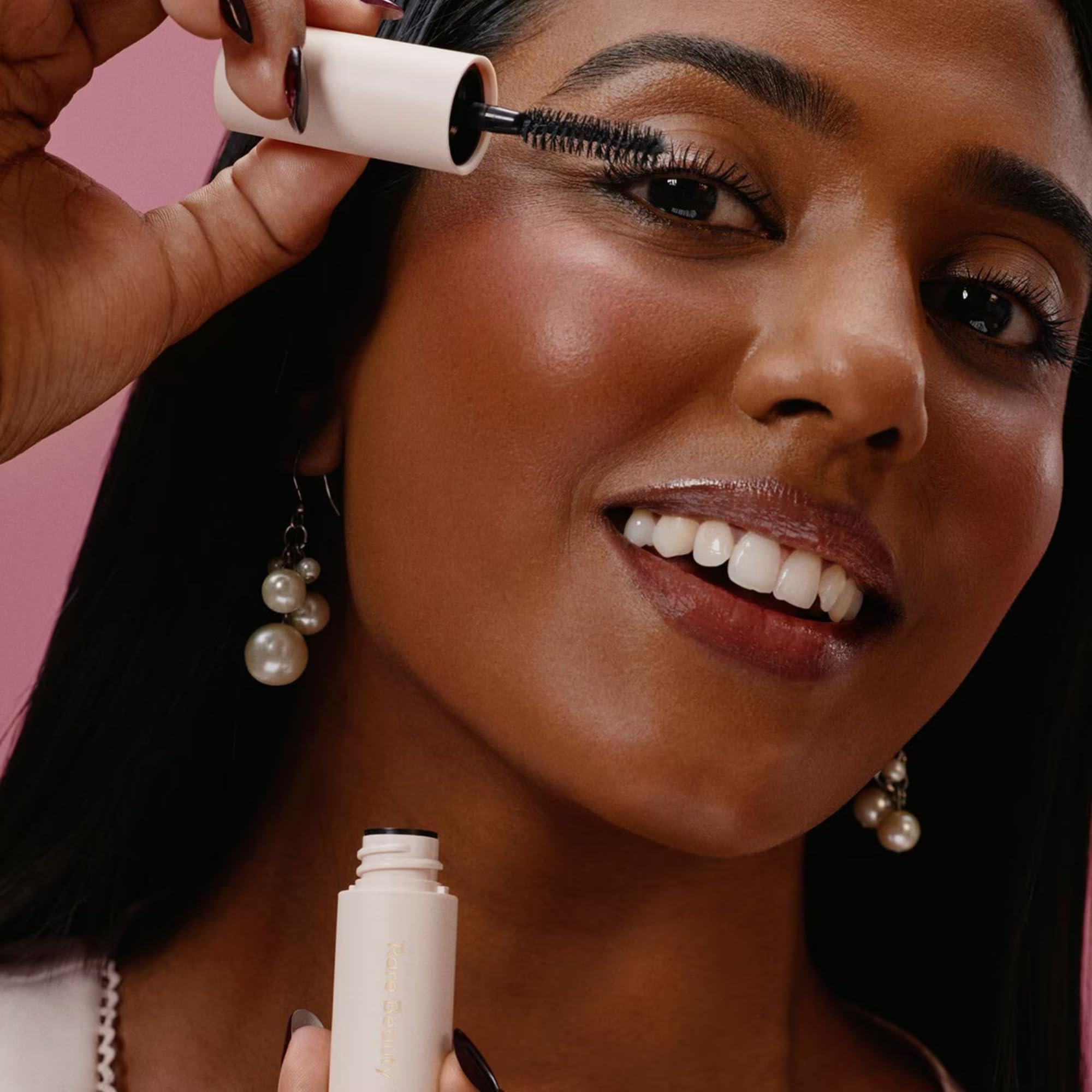 Rare Beauty Lash & Brow Essentials Set packaging highlights compact duo for on-the-go lash and brow grooming.