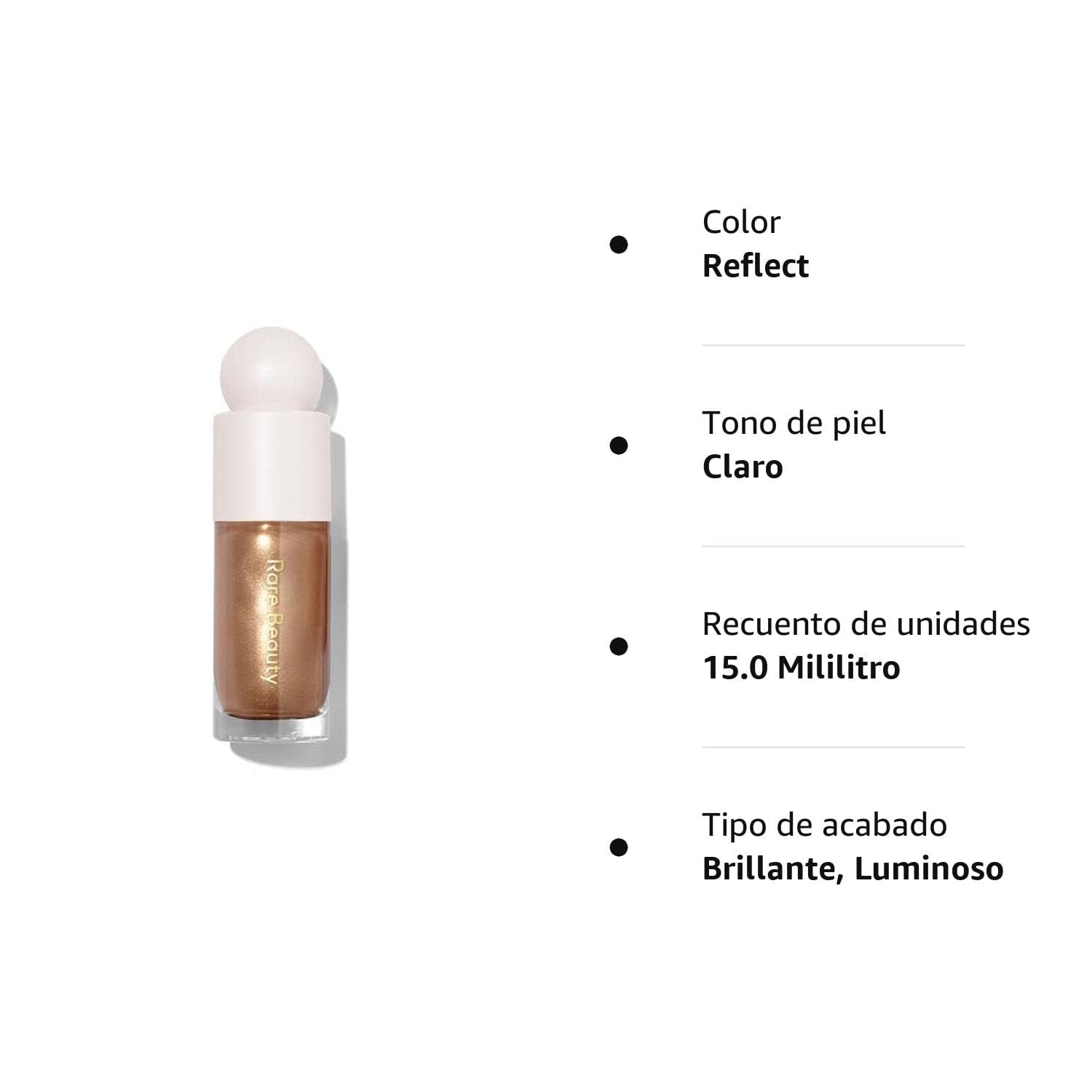 Rare Beauty Positive Light Liquid Luminizer swatch shows luminous, blendable glow without creasing.