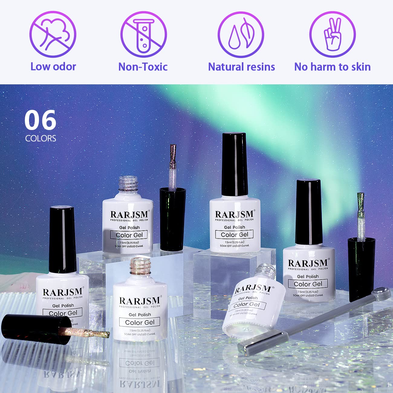 RARJSM Aurora Galaxy Glitter cat eye polish adds cosmic sparkle for party-ready nails.