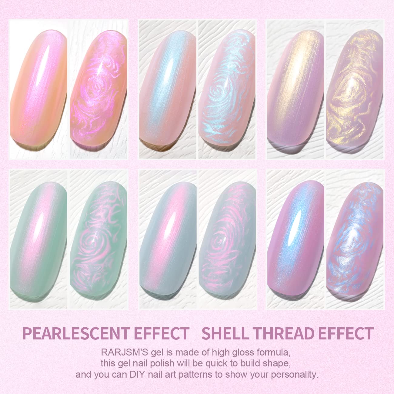 RARJSM aurora shimmer close-up—high-gloss sparkle enhances nails.