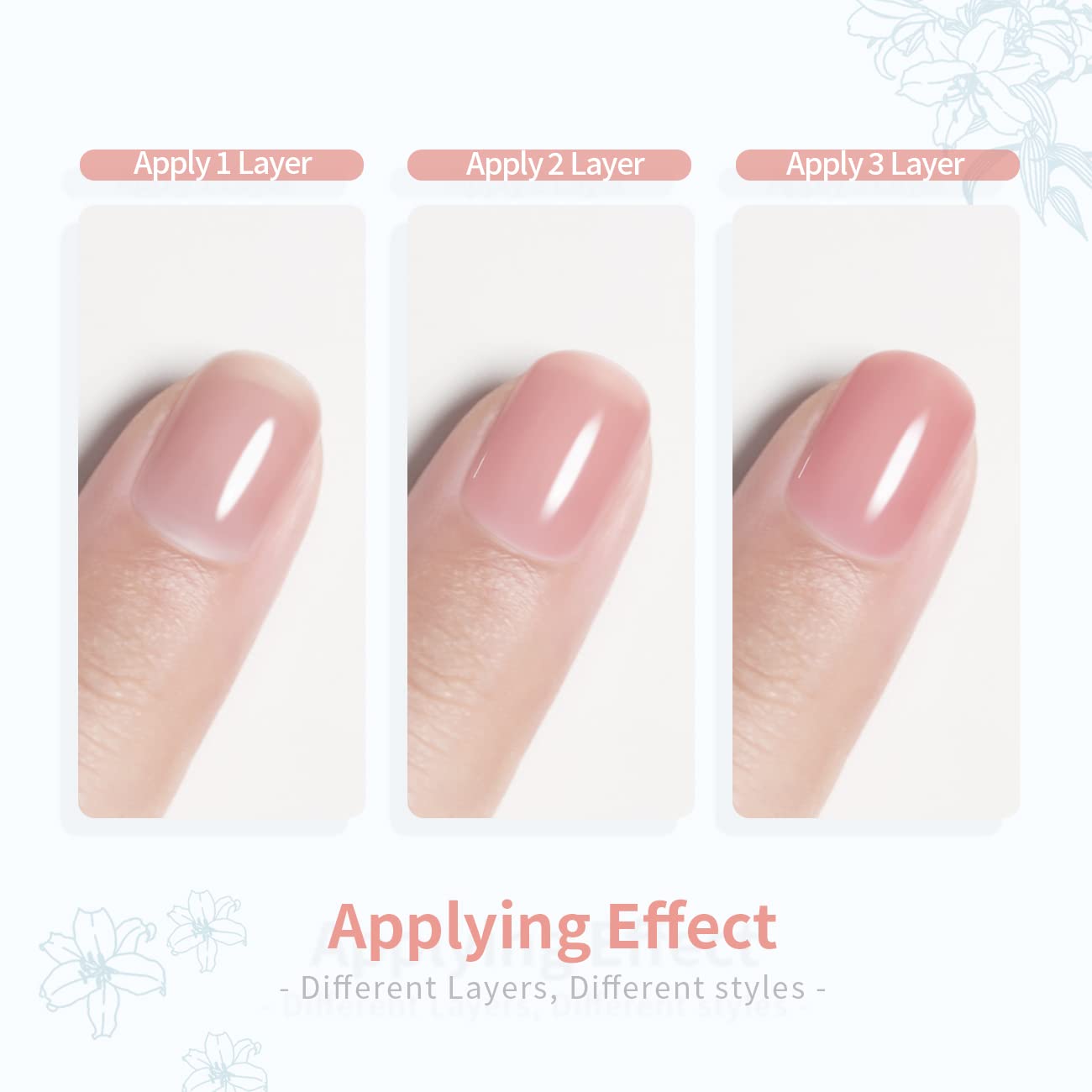 RARJSM clear milky gel polish bottle ideal for glassy overlays.