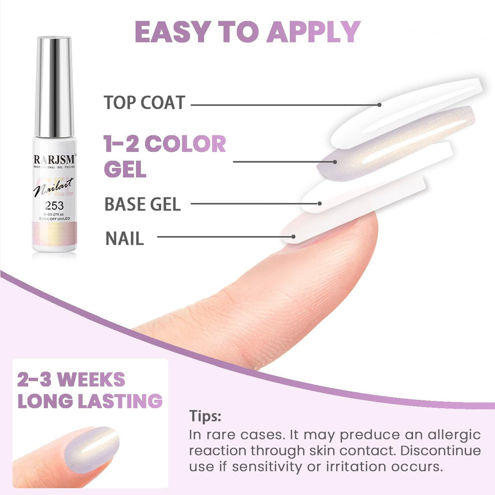 RARJSM delineador de gel en oro perlado para crear líneas elegantes en uñas.