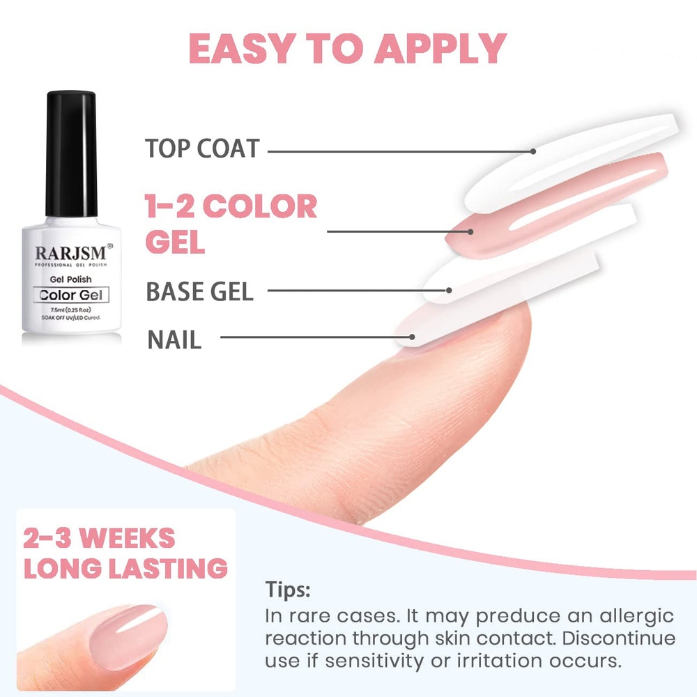 RARJSM French manicure gel polish bottle to create timeless tips.