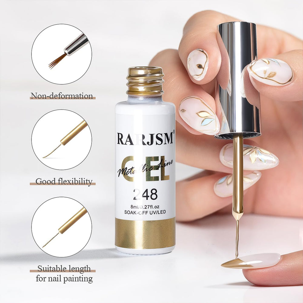 RARJSM Gel cromado con arte en uñas y brillo reflejante futurista.