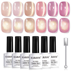 RARJSM Jelly Nude Gold Cat Eye bottle shows magnetic shimmer for chic nails.