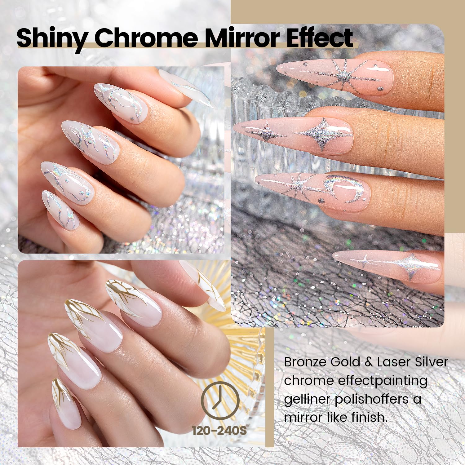 RARJSM bronze gold chrome gel liner with warm reflective accents
