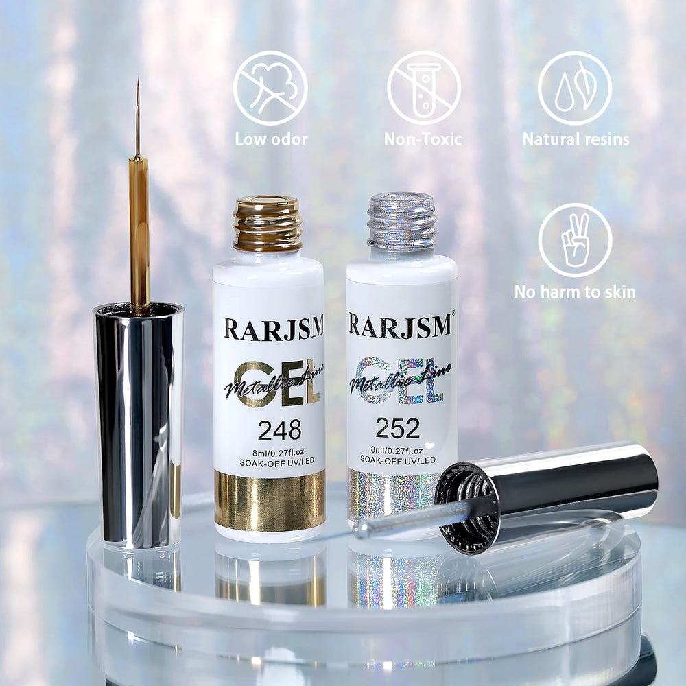 RARJSM metallic nail art designs in silver and bronze gold