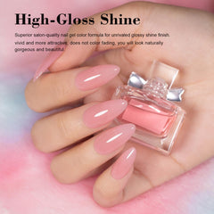 RARJSM Nude Gel Polish applied to nails reveals a glossy finish with layering options