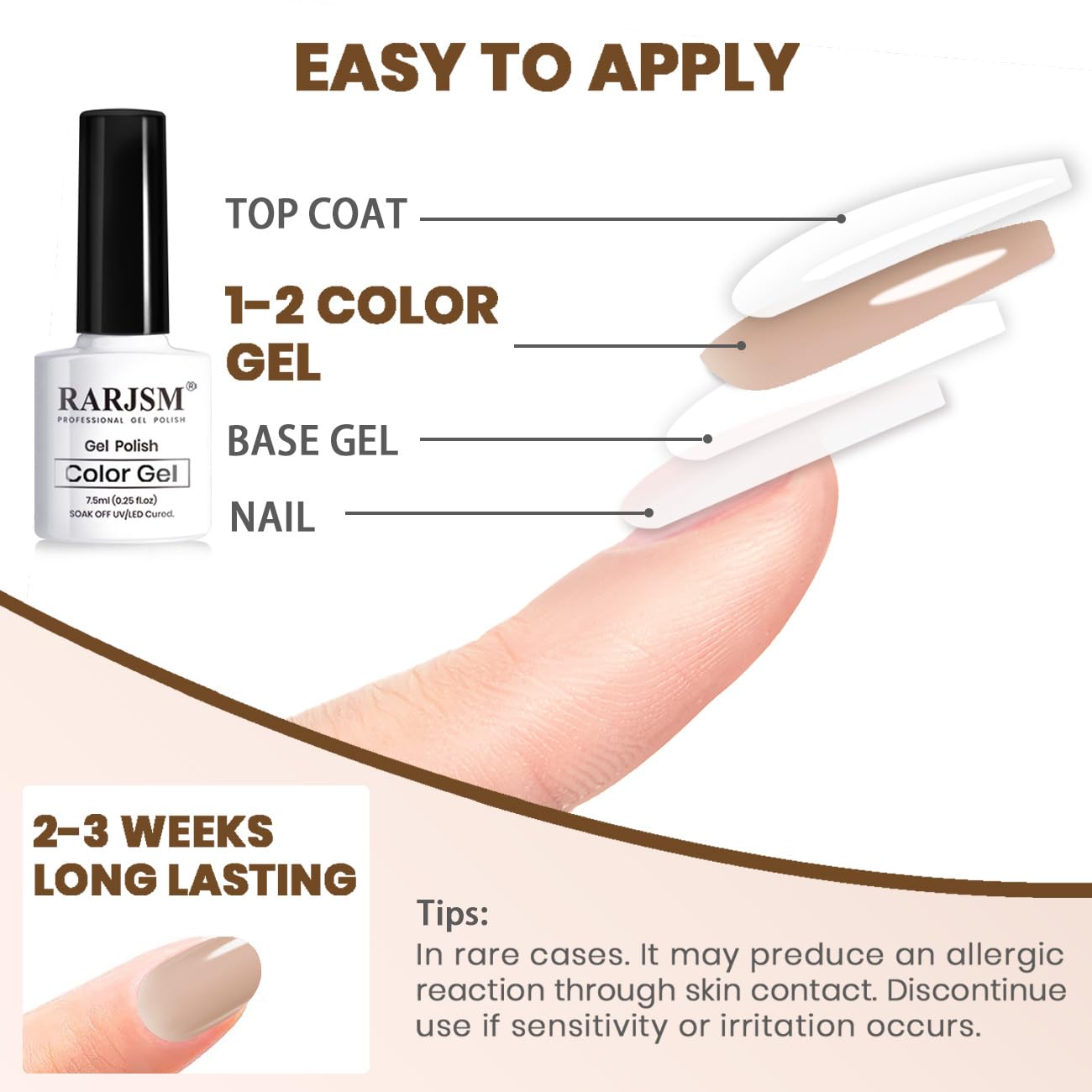 RARJSM Nude Gel Polish packaging and brush ready for home kit