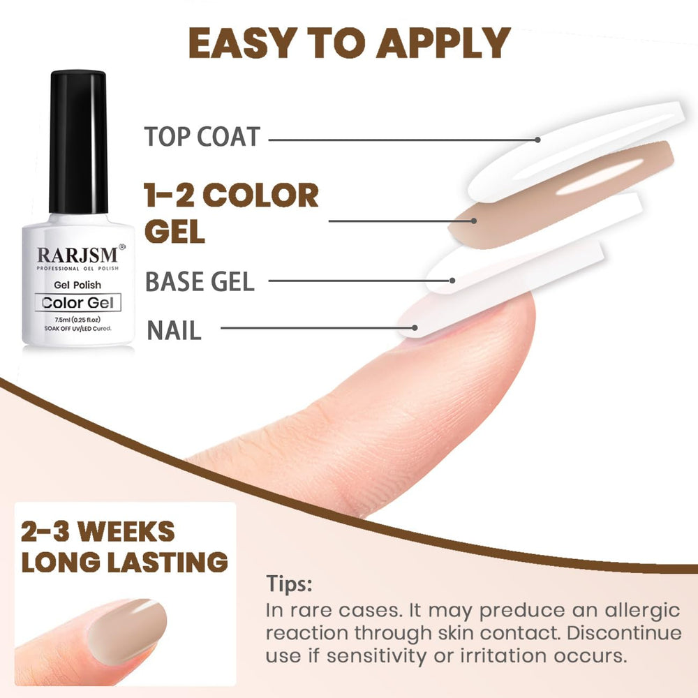 RARJSM Nude Gel Polish packaging and brush ready for home kit