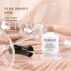 RARJSM Nude Gel Polish swatch on nail reveals sheer pink nude look