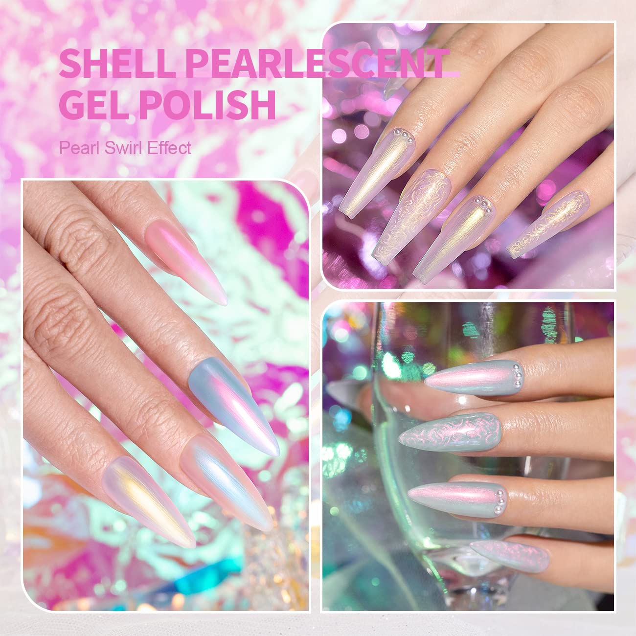RARJSM pearl gel polish blue-green mermaid swirl—vivid shifting shade for eye-catching nails.