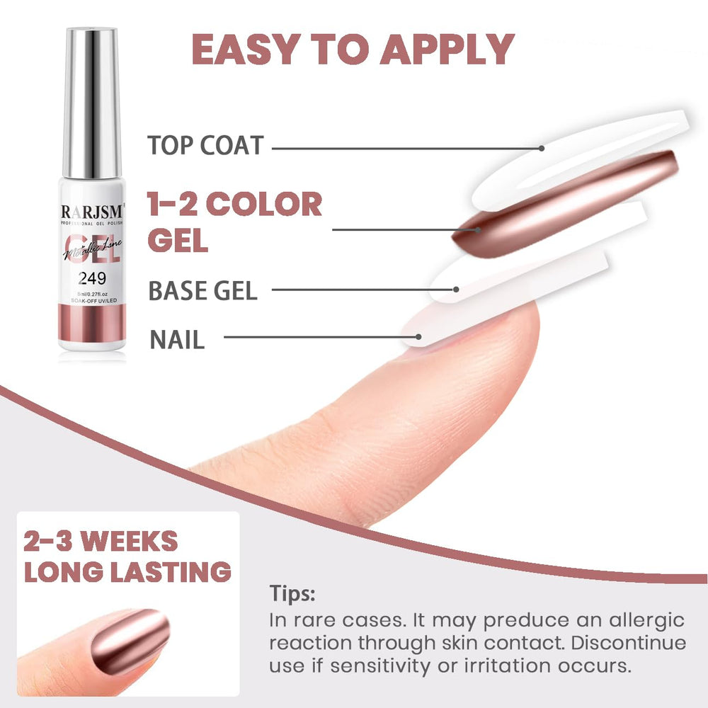 RARJSM glitter line detail showcasing gold accent in nail art