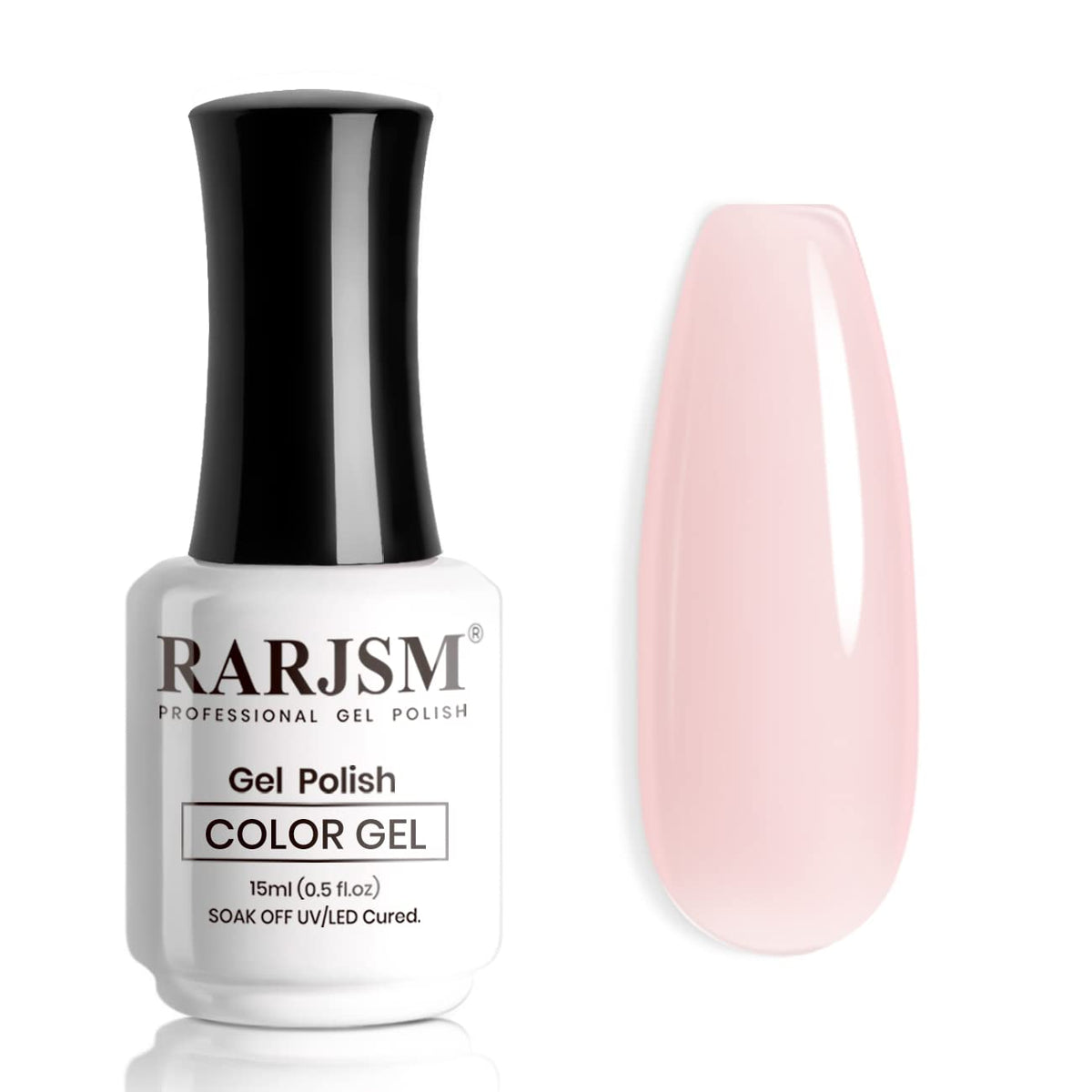RARJSM sheer nude gel polish bottle closeup for natural-looking nails