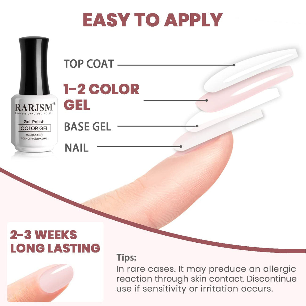 RARJSM soft pink gel nail art ideas with nude polish