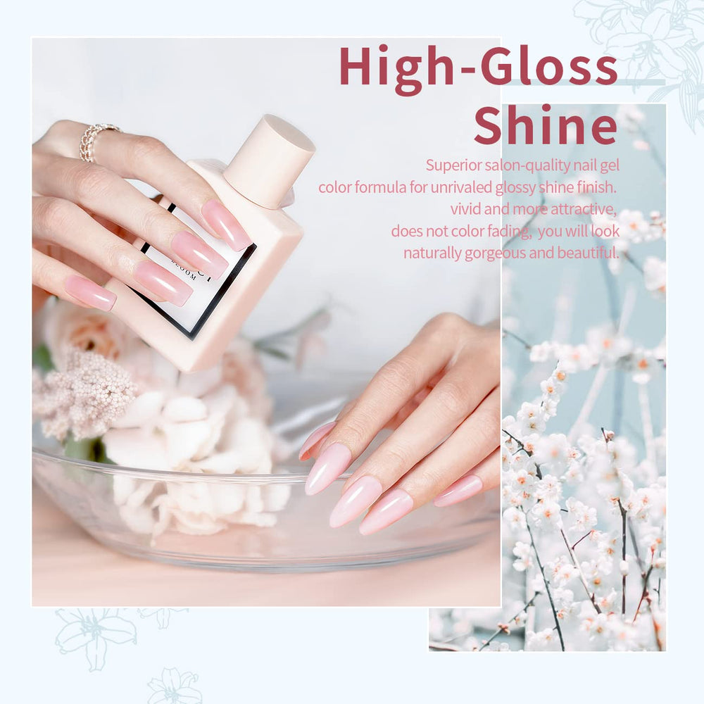 RARJSM translucent pale pink gel polish bottle for a soft everyday look.