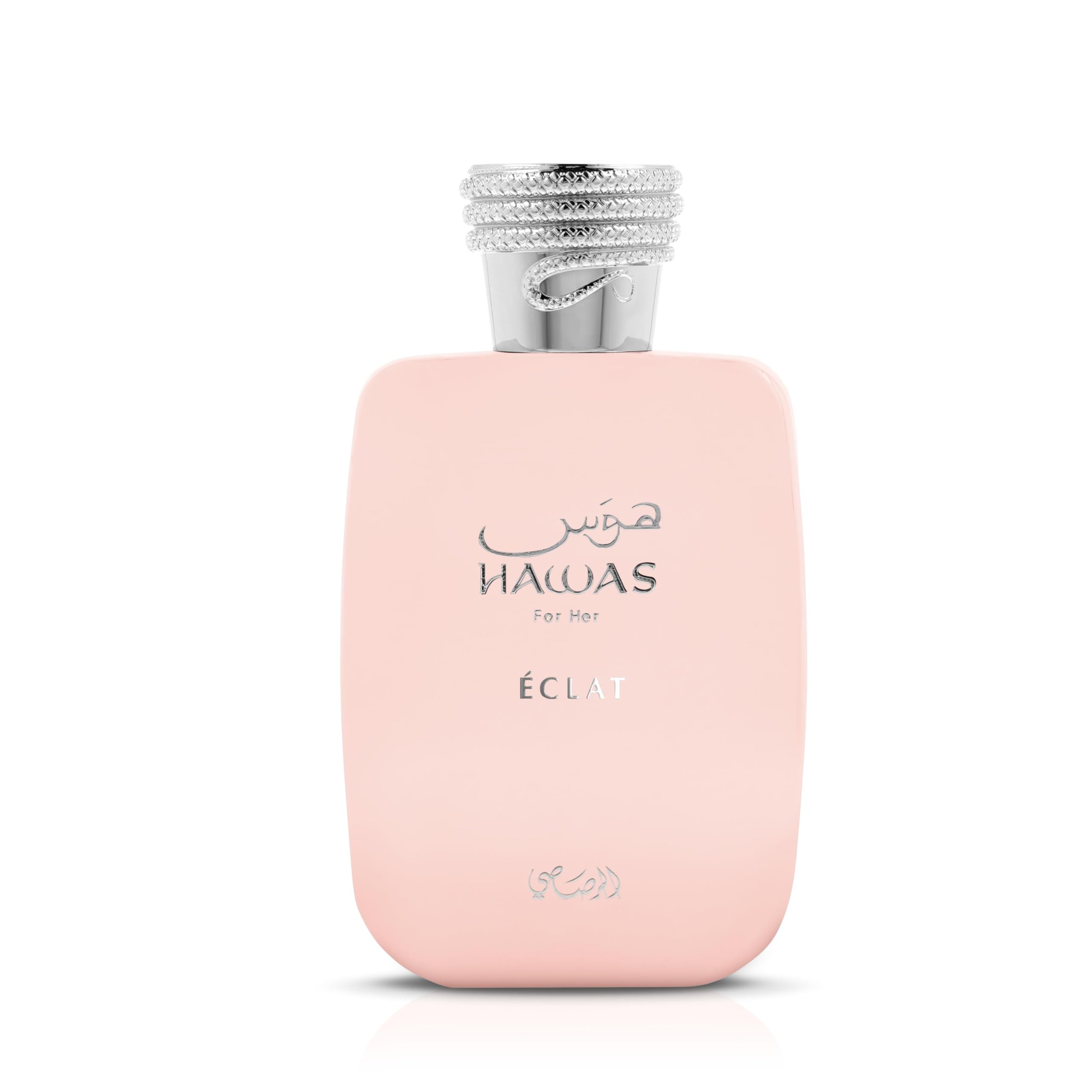 Rasasi Hawas Eclat EDP bottle with rose-gold accents for a premium look