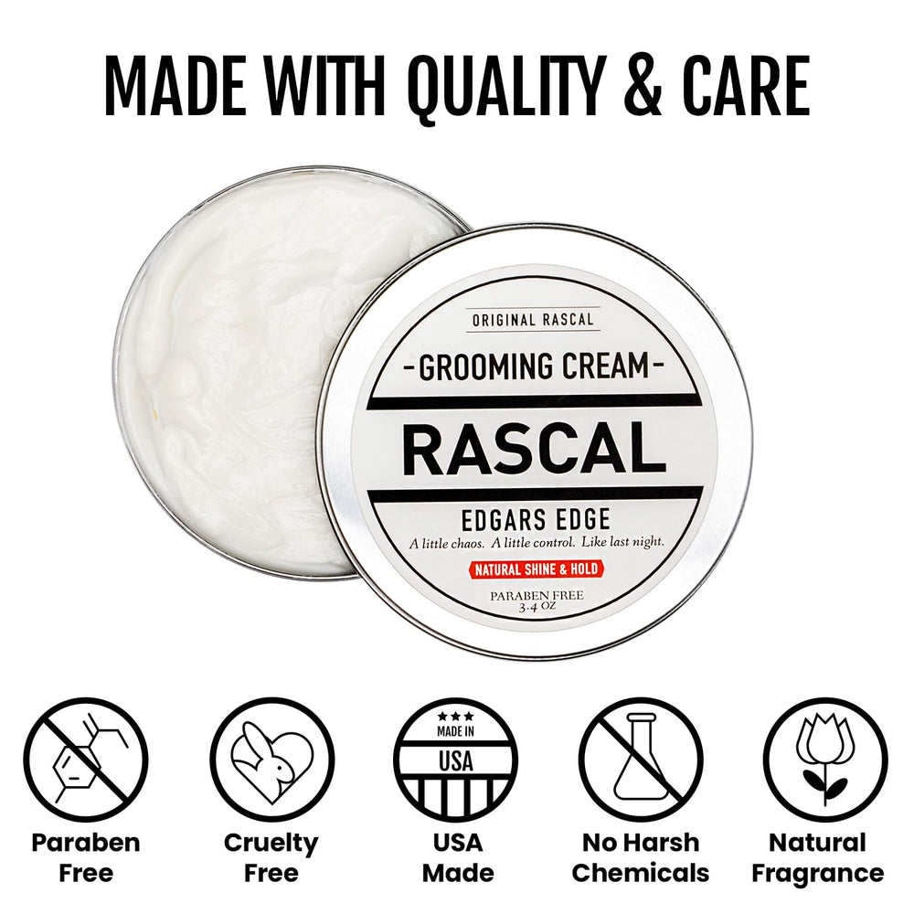 Rascal Original Edgar's Edge Grooming Cream packaging showcases clean, cruelty-free branding for premium grooming