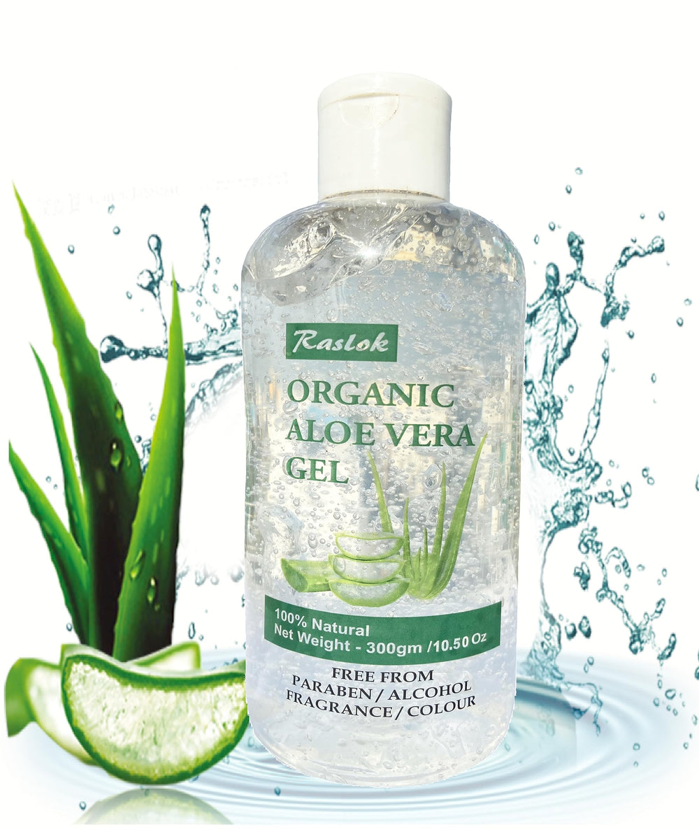 Raslok Aloe Gel being applied to hands for quick moisturization.