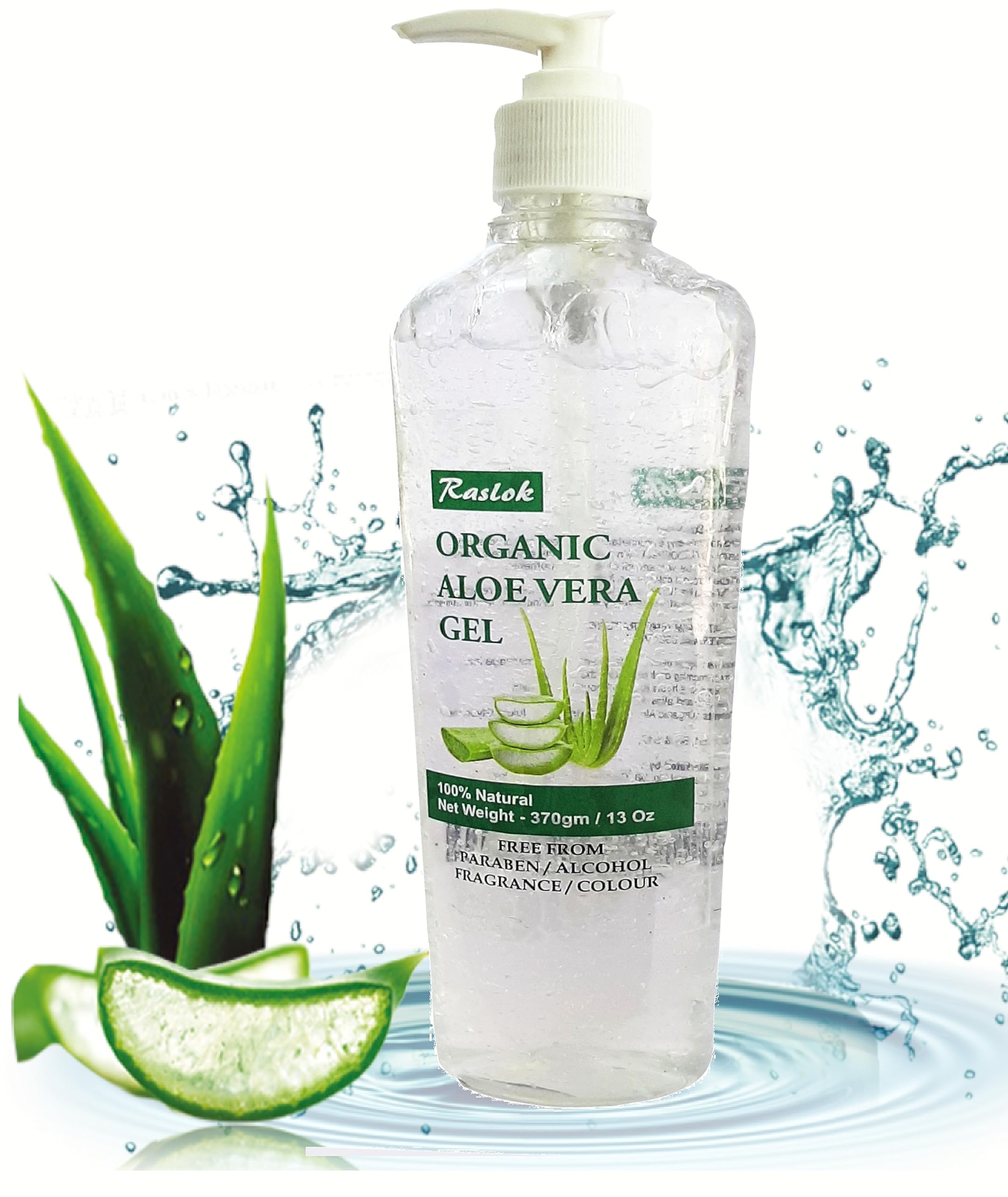 Raslok Aloe Vera Gel massaged on face for smooth, non-sticky hydration.