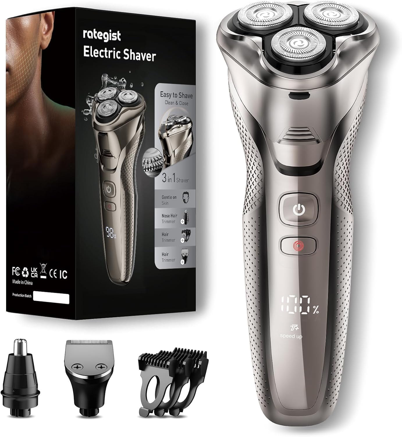 The rategist bright-silver razor closeup shows premium build for precise daily grooming.