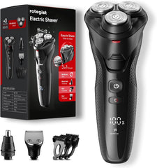 Rategist Eclipse Black razor front view shows an ergonomic grip for precise grooming.