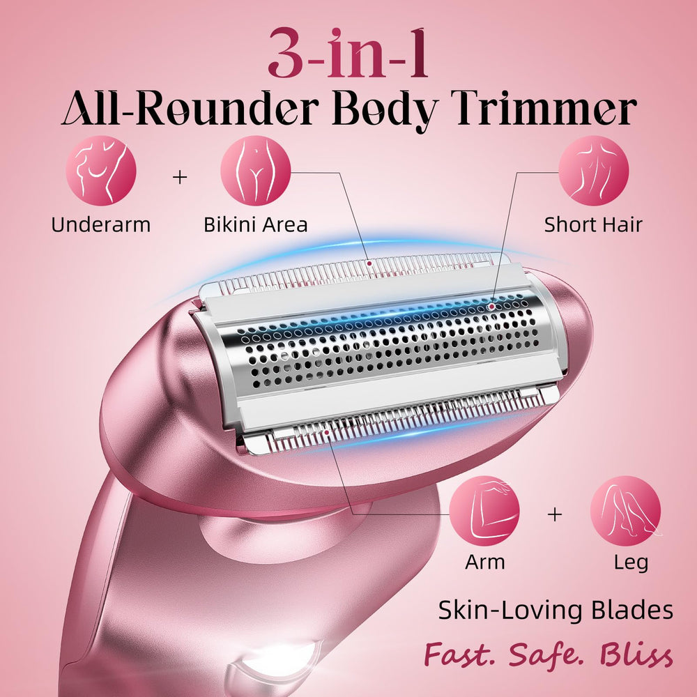 Rategist electric bikini trimmer IPX7 waterproof shell for wet use.