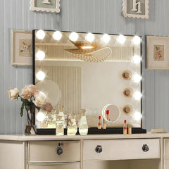 Ratsamee Hollywood vanity mirror front-lit for precise makeup application
