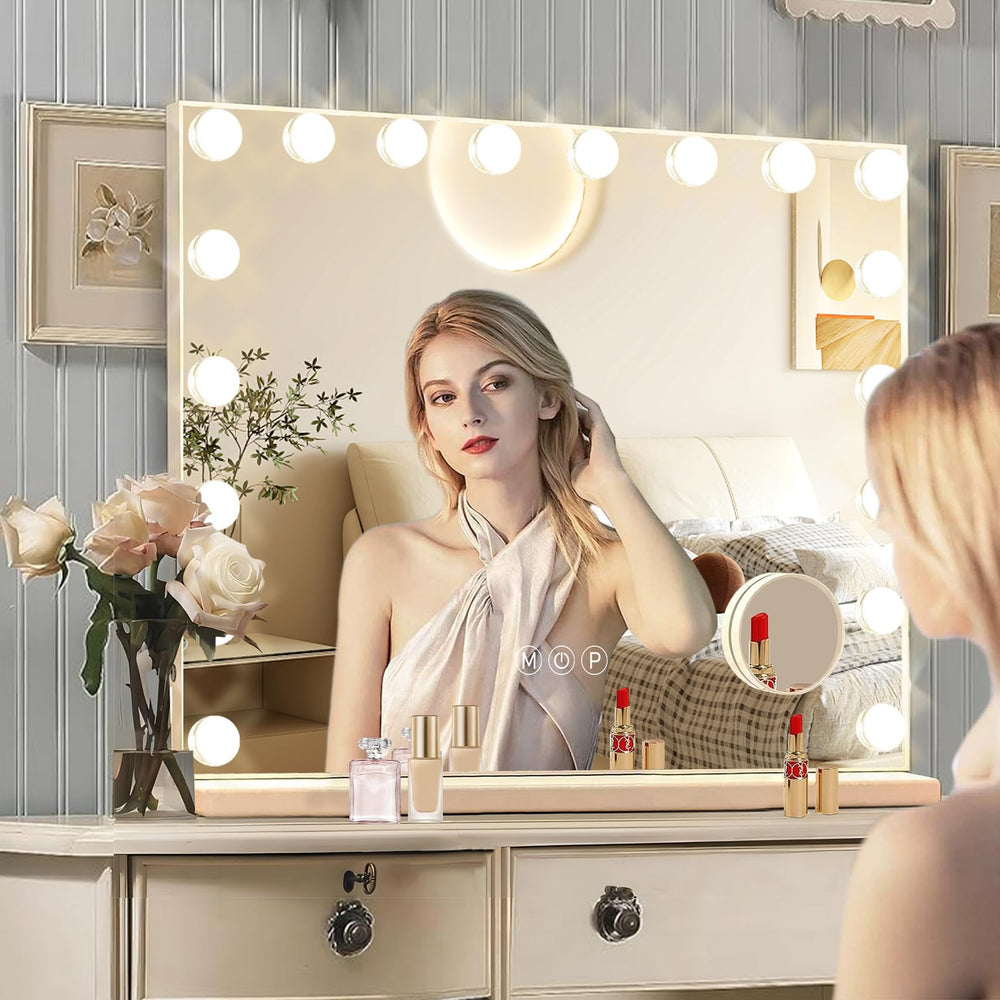 Ratsamee 32x24 inch vanity mirror provides ample makeup space.