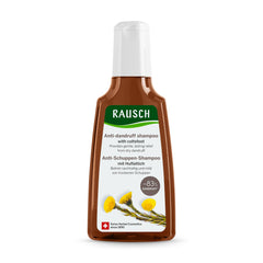 RAUSCH Coltsfoot anti-dandruff shampoo bottle reduces visible flakes gently.