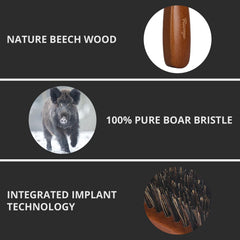 Ravego beard brush with 100% boar bristles for natural oil distribution and shine