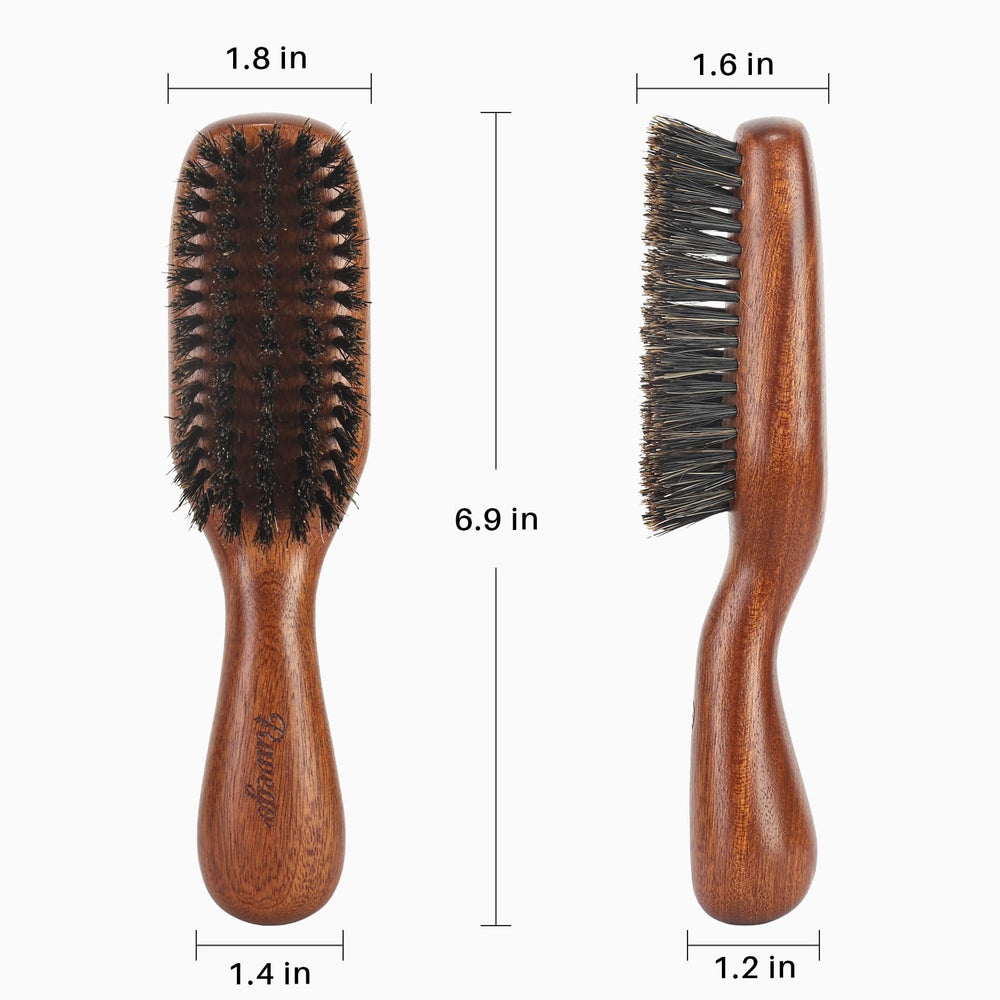 RAVEGO travel-size brush fits in bag for on-the-go care