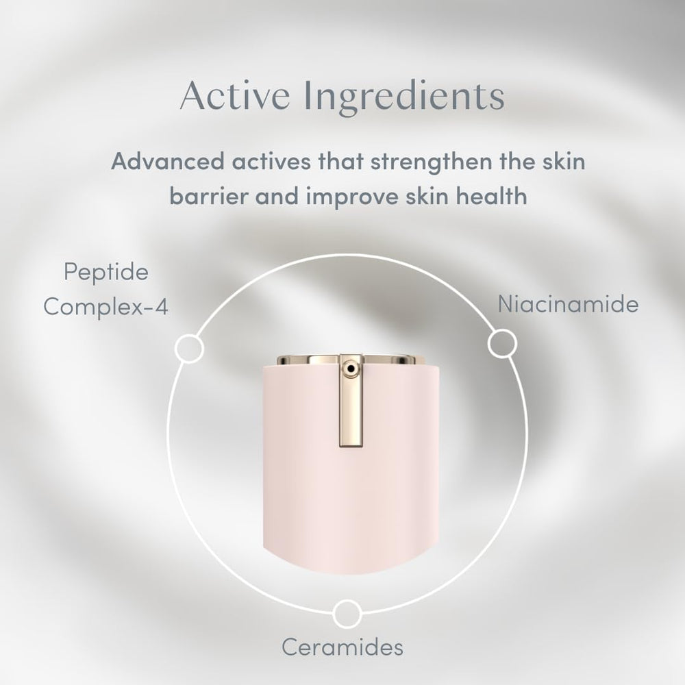 Hydration droplets illustrate +228% hydration after one use with Ravie Beauty cream.