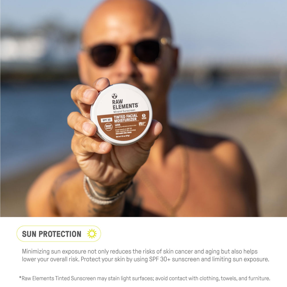 Raw Elements all-ages use-case depiction with family-friendly tinted moisturizer.