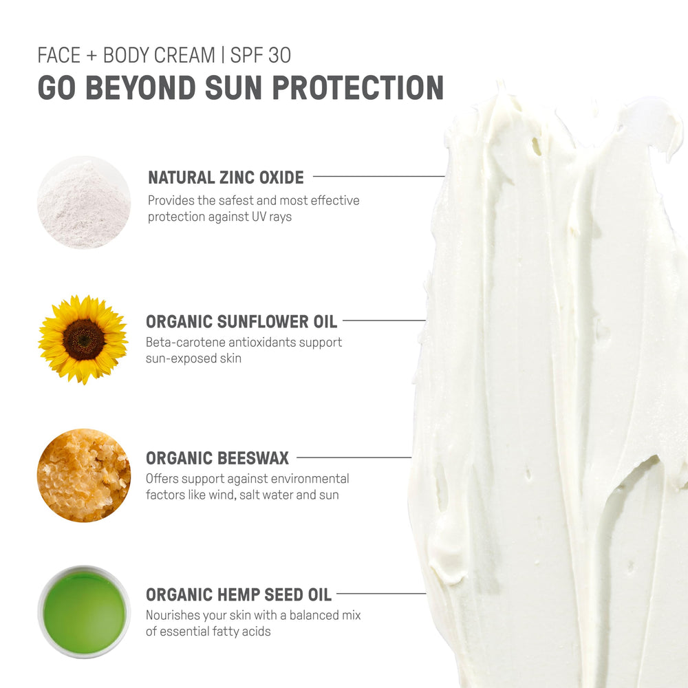 Raw Elements organic ingredients and zinc oxide deliver broad-spectrum protection for skin