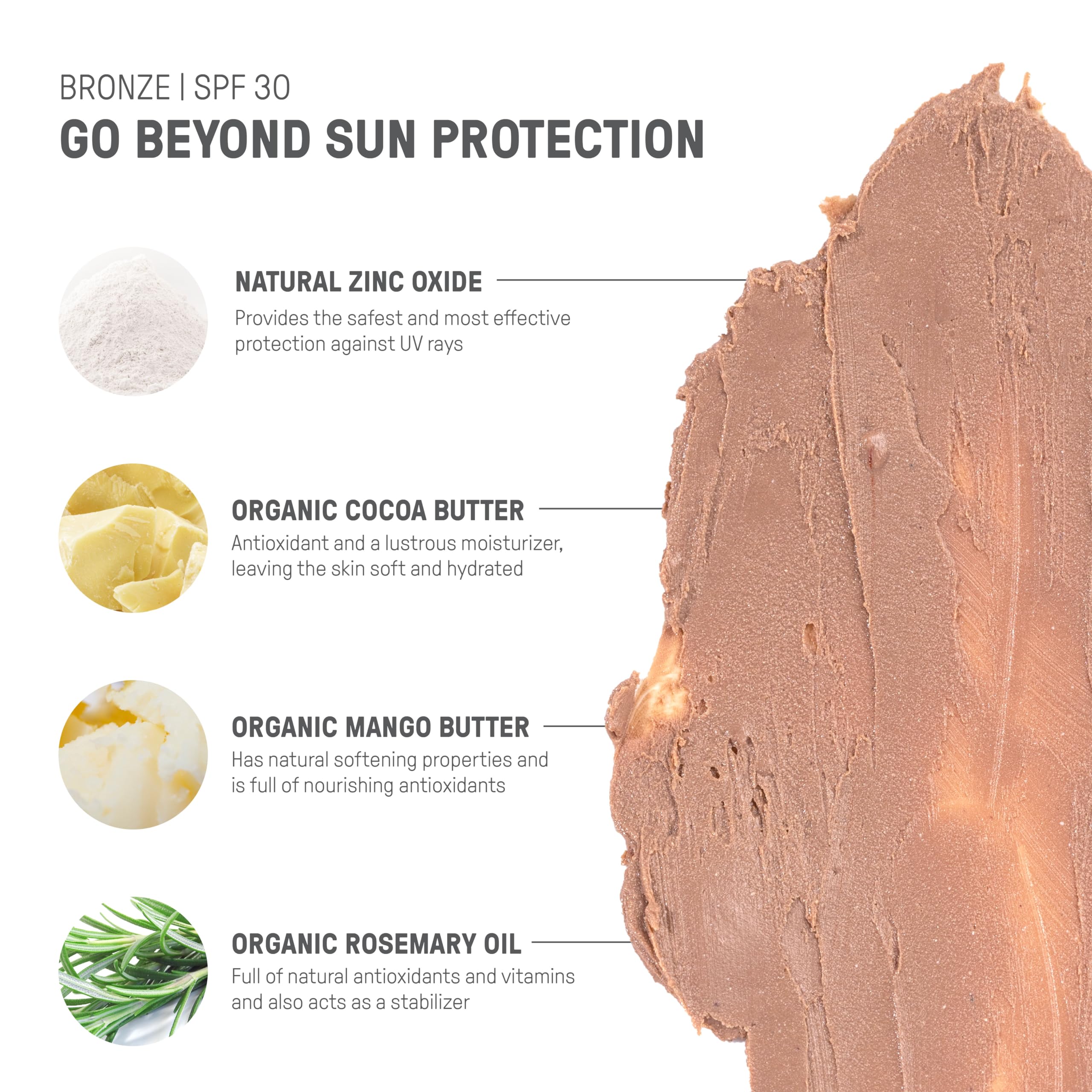 Raw Elements rosemary leaf extract ingredient label signals antioxidant skin support.