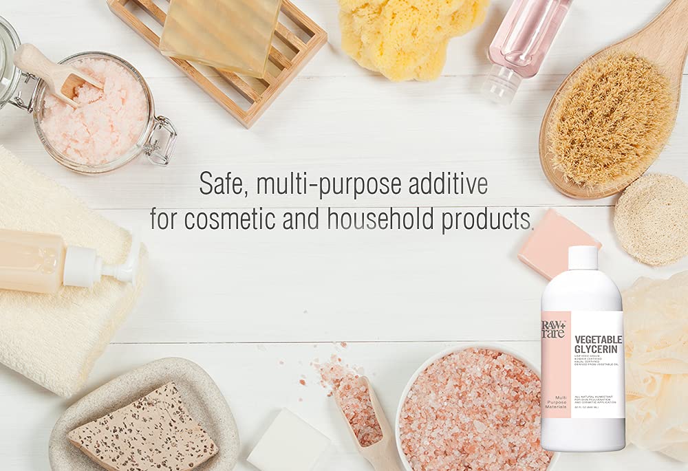 Raw Plus Rare glycerin applied to skin for moisture and softness benefits