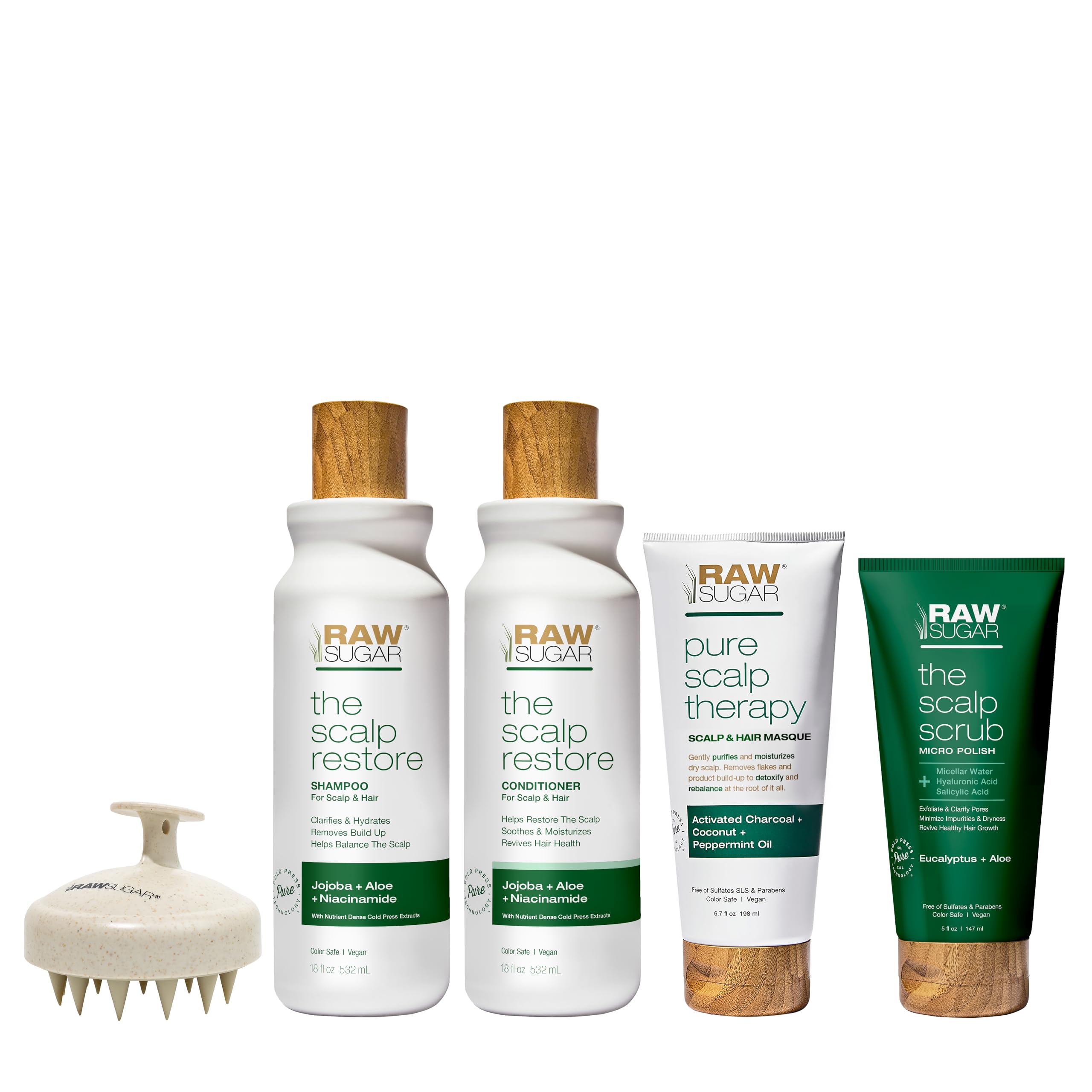 RAW SUGAR dry scalp bundle overview image highlighting an at-home spa ritual