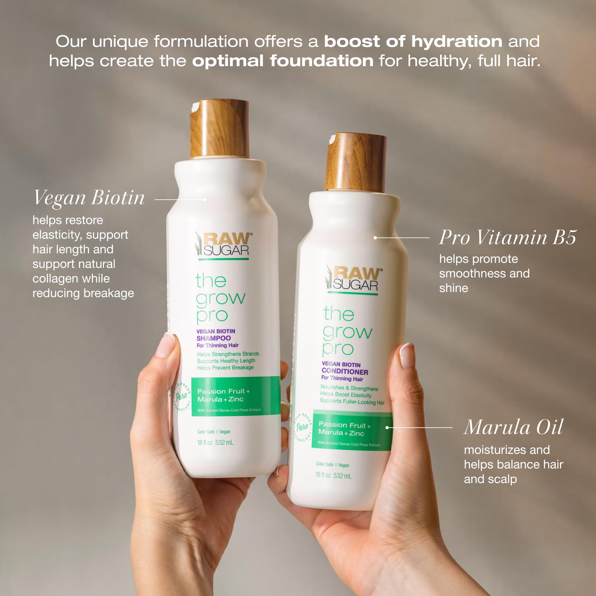 RAW SUGAR Grow Pro bundle packaging showcases clean, cruelty-free formula.